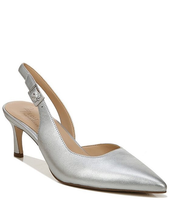 Color:Silver - Image 1 - 27 EDIT Naturalizer Felicia Metallic Leather Slingback Dress Heels