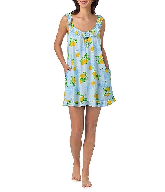 40WINKS Lemon Print Sleeveless Scoop Neck Woven Chemise