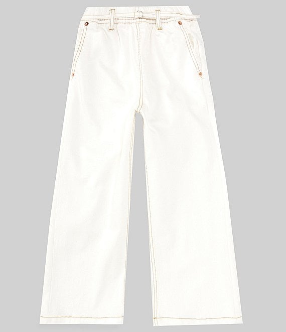 A Loves A Big Girls 7-16 Belted Contrast Stitching Straight Hem Denim Pants