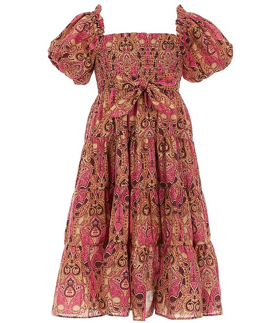 A Loves A Little Girls 2T-6X Puff-Sleeve Smocked Tiered Midi Dress
