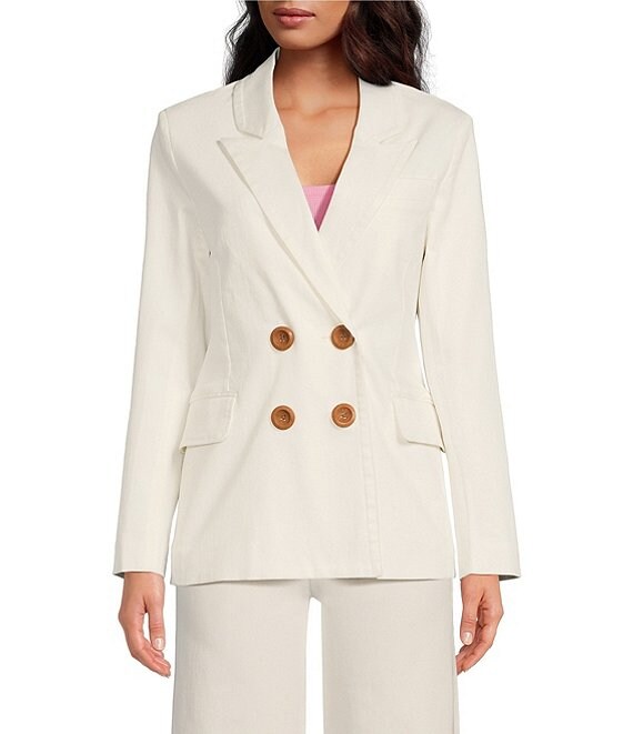 A Loves A Double Breasted Notch Lapel Denim Statement Blazer Dillard s