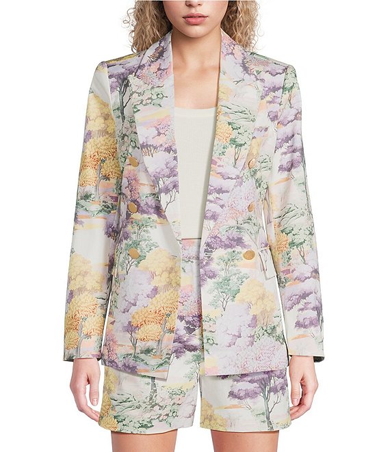 A Loves A Floral Landscape Double Breasted Coordinating Tapestry Blazer