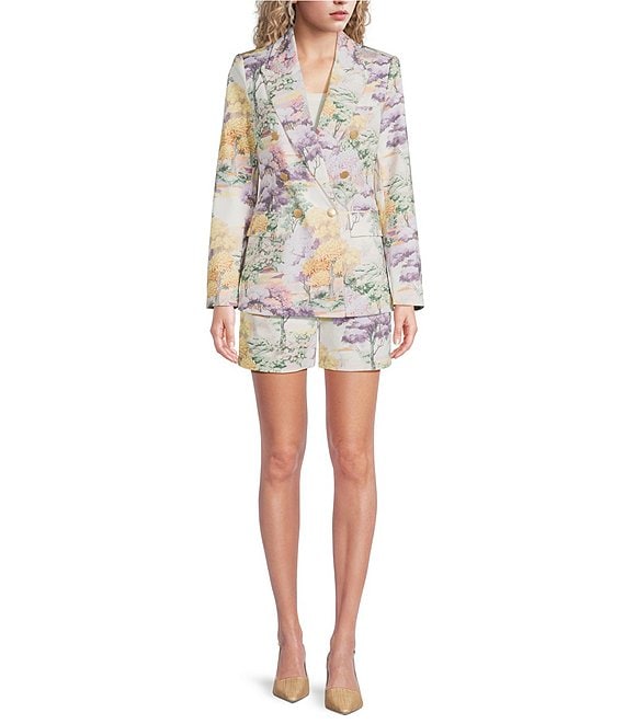 A Loves A Floral Landscape Double Breasted Coordinating Tapestry Blazer