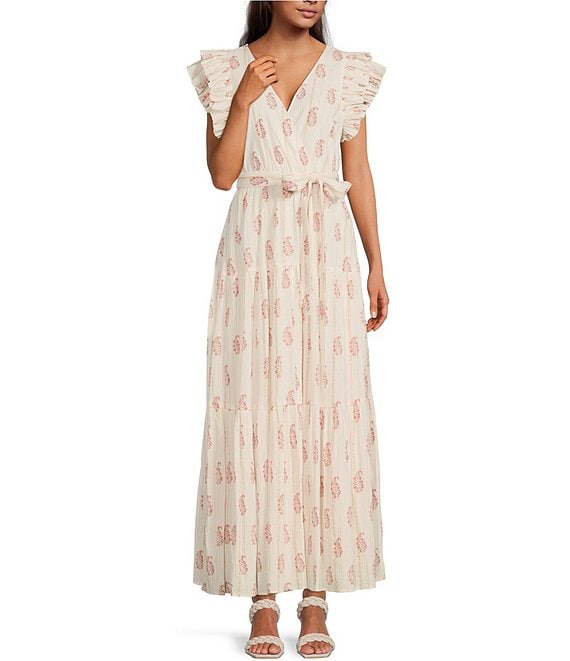 Petite Floral Tiered Ruffle Fitted Maxi Dress