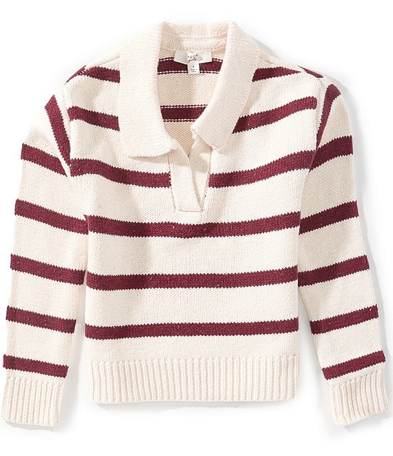 A Loves A Little Girls Striped Collar Sweater