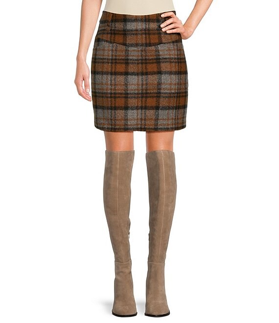 High waisted hotsell plaid skirt dillards