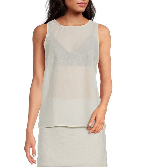 A.Ren Camille Round Neck Sleeveless Sheer Coordinating Top
