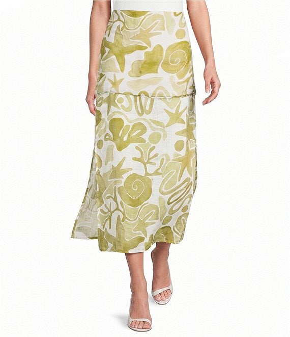 A.Ren Irisa Printed Half Sheer Woven Maxi Skirt