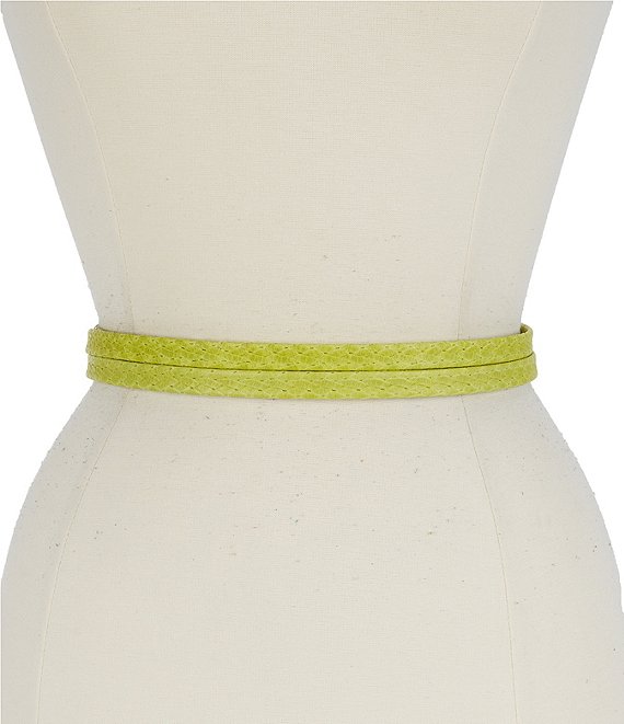 Color:Lime Green - Image 1 - 0.86#double; Skinny Wrap Woven Leather Belt