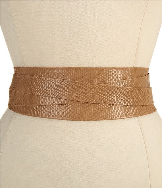 ADA 3#double; Classic Wrap Snake Print Leather Belt