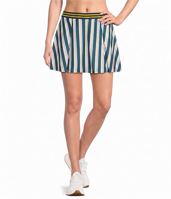 Addison Bay Breakpoint Stripe Printed Box Pleated Mini Skort