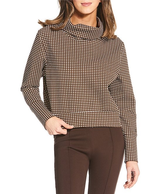 Addison Bay Everyother Day Gingham Print Turtleneck Long Sleeve Pullover