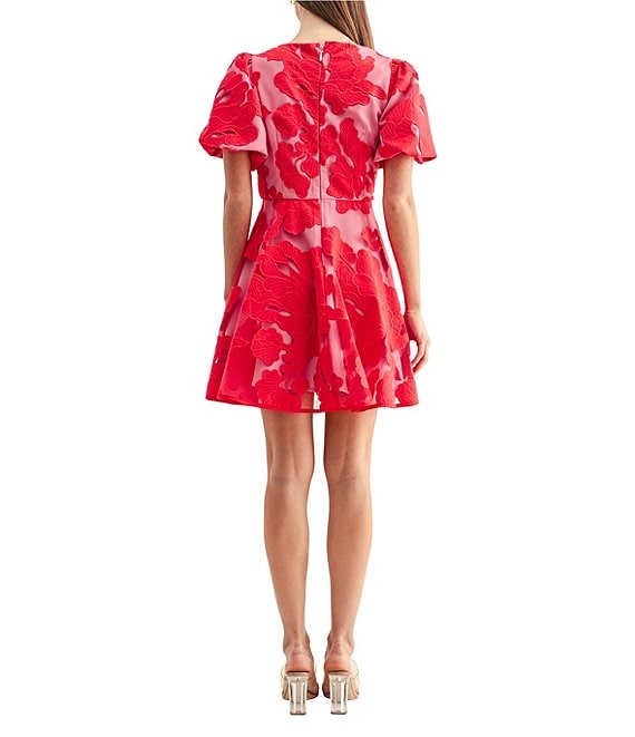 adelyn rae red dress Adelyn Rae Arianna Bubble Sleeve Mini Dress