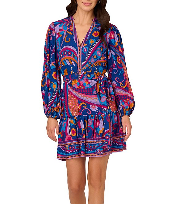 Papell petites multicolor vibrant chain print silk dress Size 4 orders