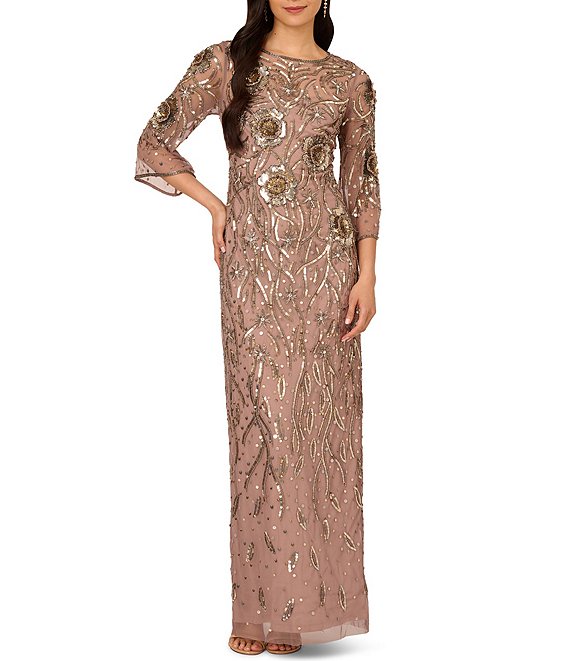 Adrianna papell beaded column gown best sale