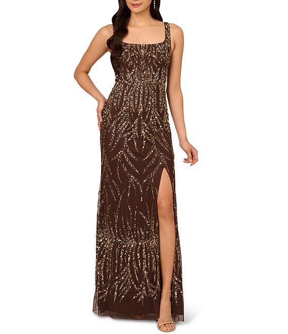 Dillards adrianna papell beaded gown hotsell