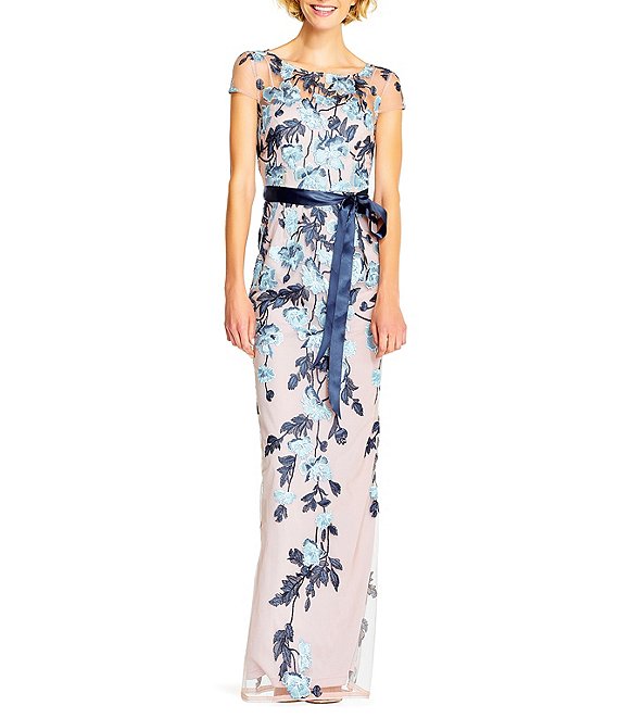 Adrianna papell outlet embroidered illusion gown