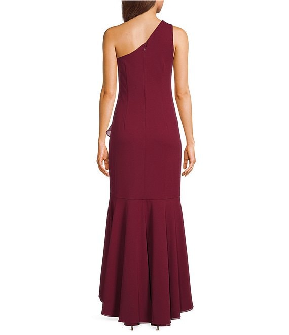adrianna papell one shoulder ruffle dress Adrianna Evening by Adrianna Papell Chiffon One Shoulder Long Dress With  Ruffles