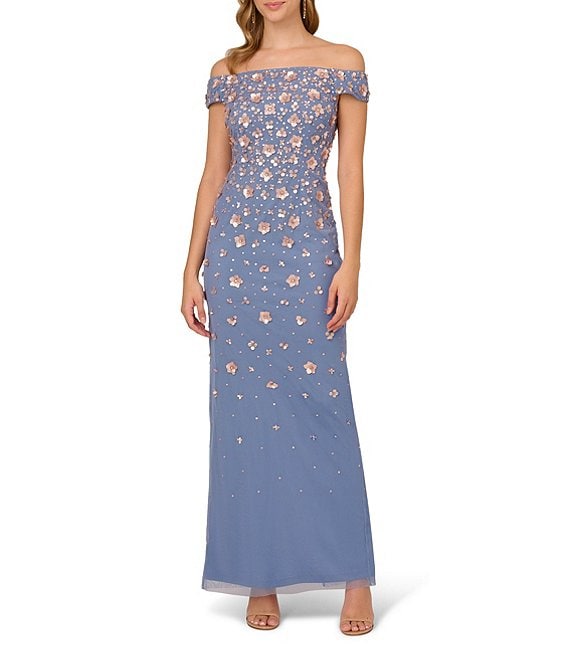 Adrianna papell floral beaded gown sale