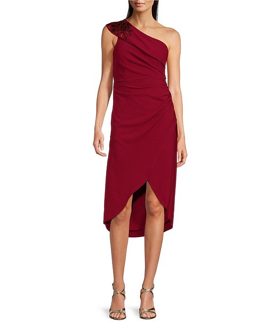 ADRIANNA PAPELL ONE SHOULDER MIDI DRESS size sold 0