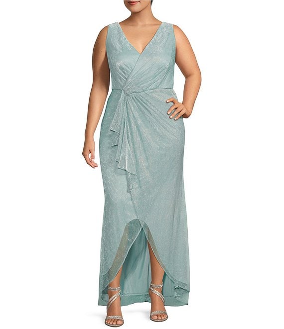 Adrianna Papell Plus Size Sleeveless Cascading Ruffle Gown | Dillard's