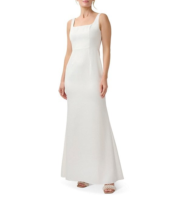 Adrianna Papell Satin Sleeveless Square Neck Mermaid Gown | Dillard's