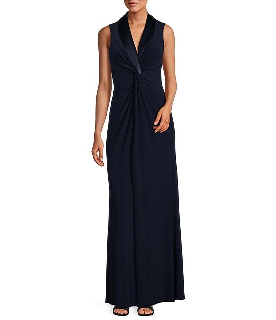 Off Shoulder Dress With Floral Embellishment Vintage Blue | Adrianna Papell  Womens Long Dresses - Taryn Gillen