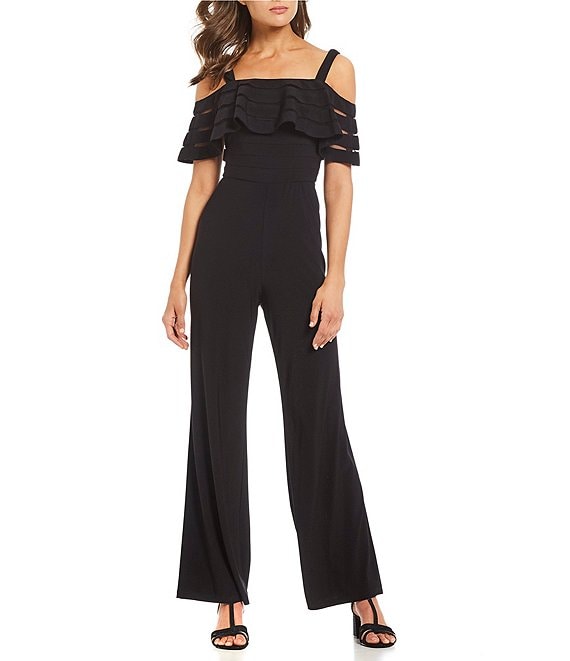 Adrianna Papell Stretch Off-the-Shoulder Short Sleeve Popover Jumpsuit ...