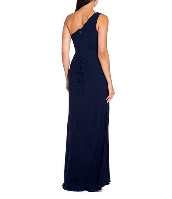 adrianna papell one shoulder jersey dress Women's Midnight : 12 peinture