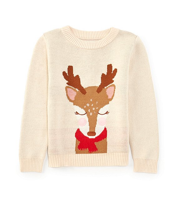 Adventurewear 360 Little Girls 2T 6X Reindeer Long Sleeve Christmas Sweater