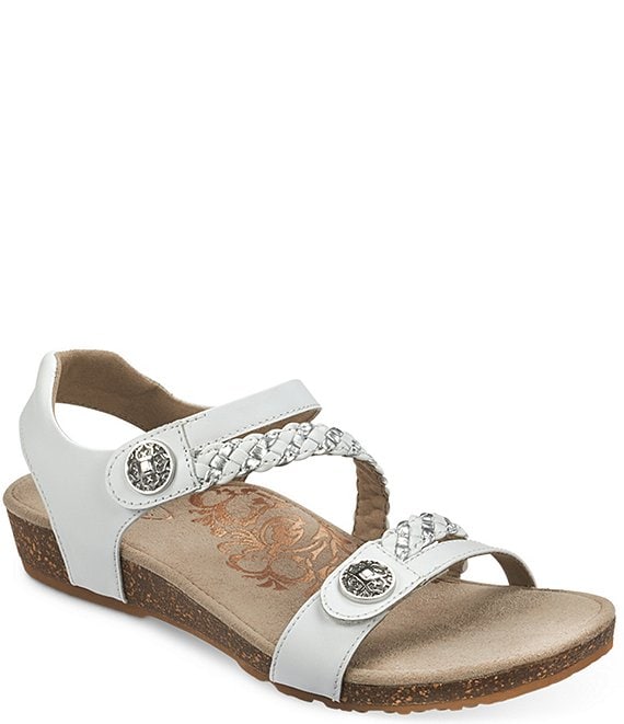 Aetrex Jillian Leather Braided Wedge Sandals | Dillard's