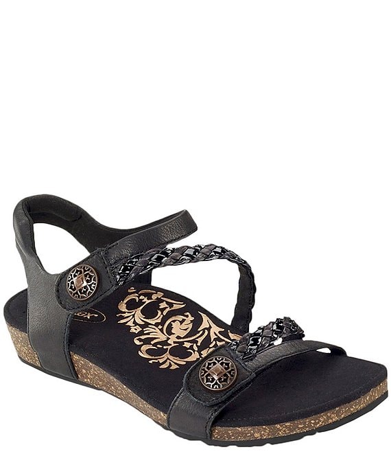 Color:Black - Image 1 - Jillian Braided Wedge Sandals