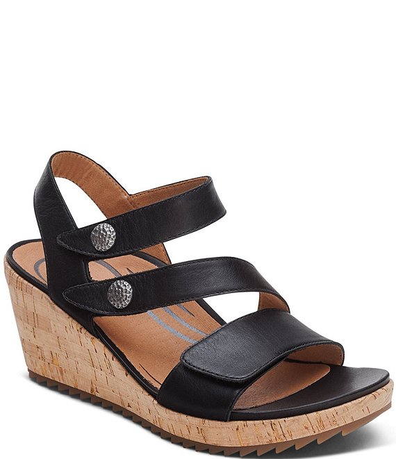 Aetrex Madelyn Hook-and-Loop Stappy Wedge Sandals