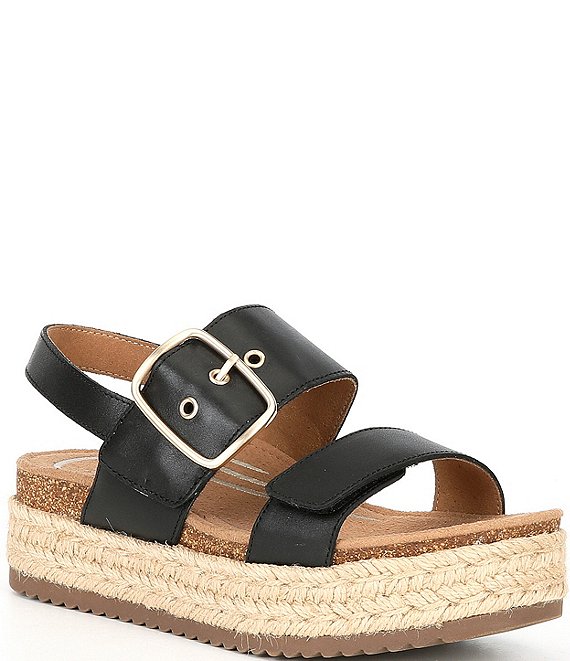 Aetrex Vania Leather Flatform Ankle Strap Sandals