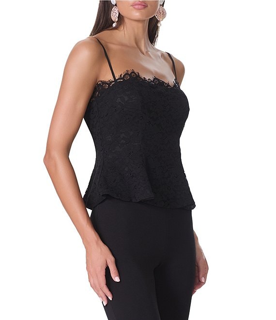 AFRM Ari Lace Square Neck Sleeveless Peplum Top