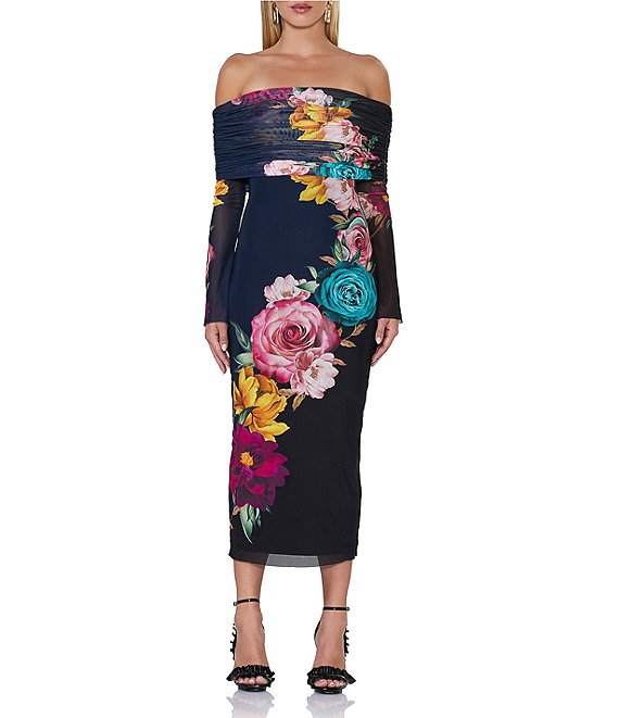 AFRM outlet Revolve floral long sleeve slit Kiah Cutout Midi Dress small