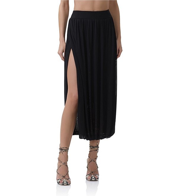 AFRM Kyomi Mesh Knit Midi Skirt