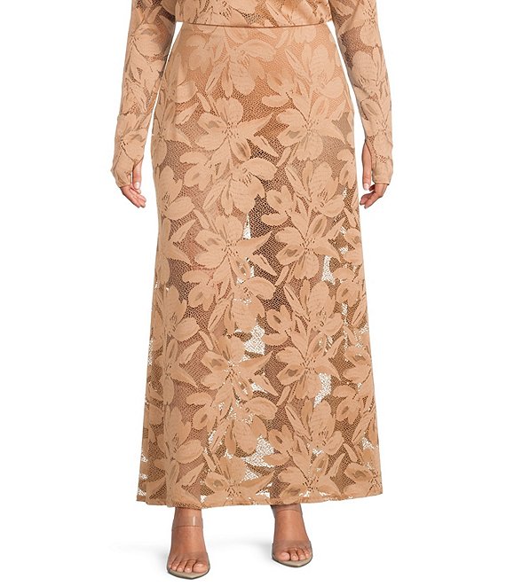 AFRM Plus Size Tilly Crochet Floral Lace Coordinating Maxi Skirt