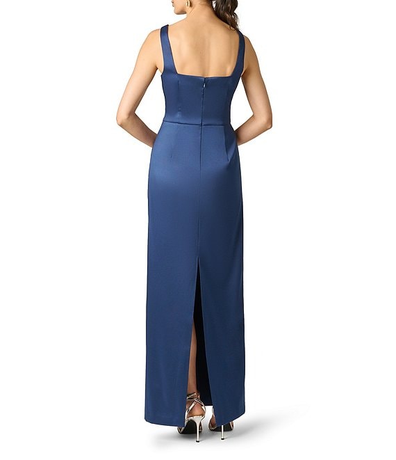 Aidan Mattox Square Neck Mikado Column Gown | Dillard's