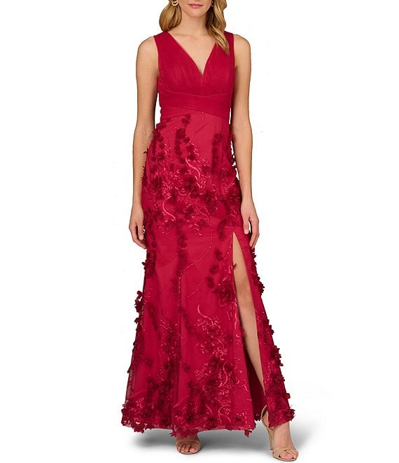 Aidan AIDAN MATTOX Red Plunging store V-Neck Gown Size 0 US $245