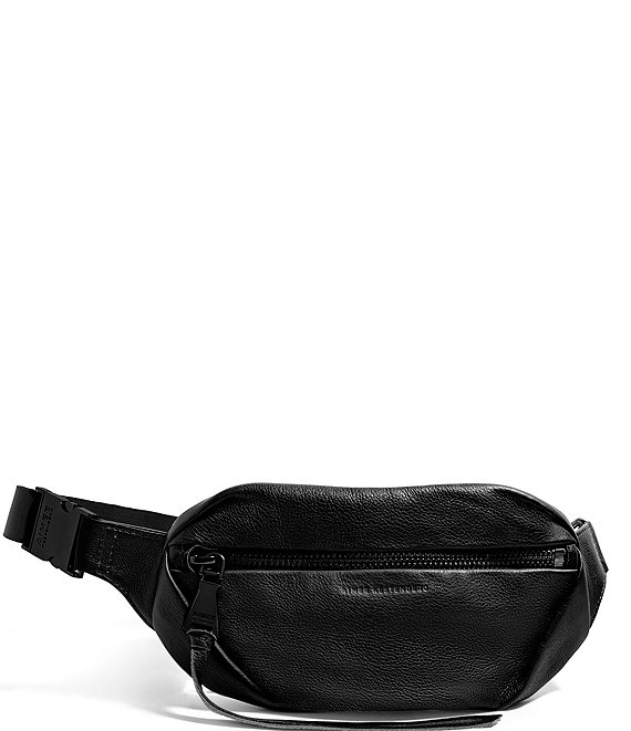 Color:Black - Image 1 - Milan Black Leather Bum Belt Bag