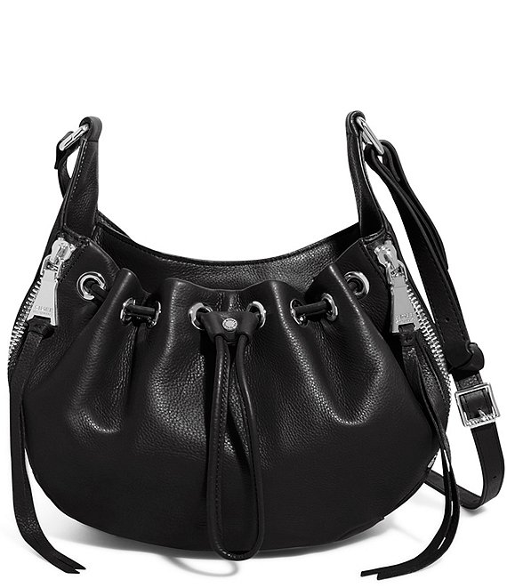 Aimee Kestenberg Serene Drawstring Silver Zip Crossbody Leather Bag ...