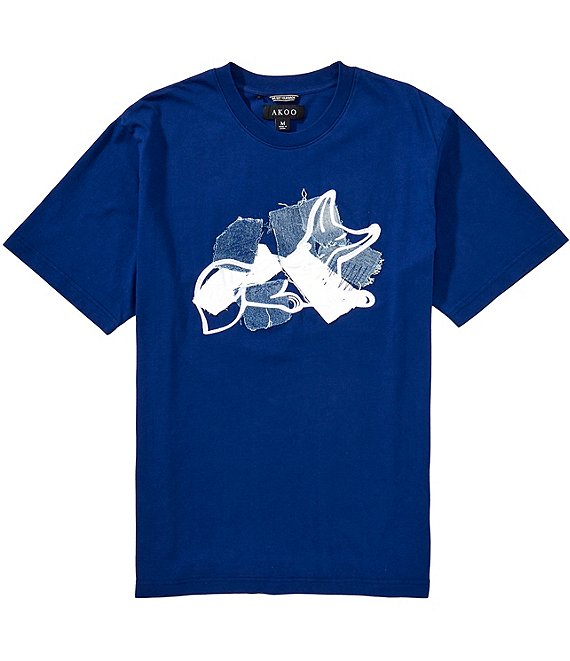 AKOO Royal Graphic Denim Applique Signature Logo Cotton Jersey T-Shirt