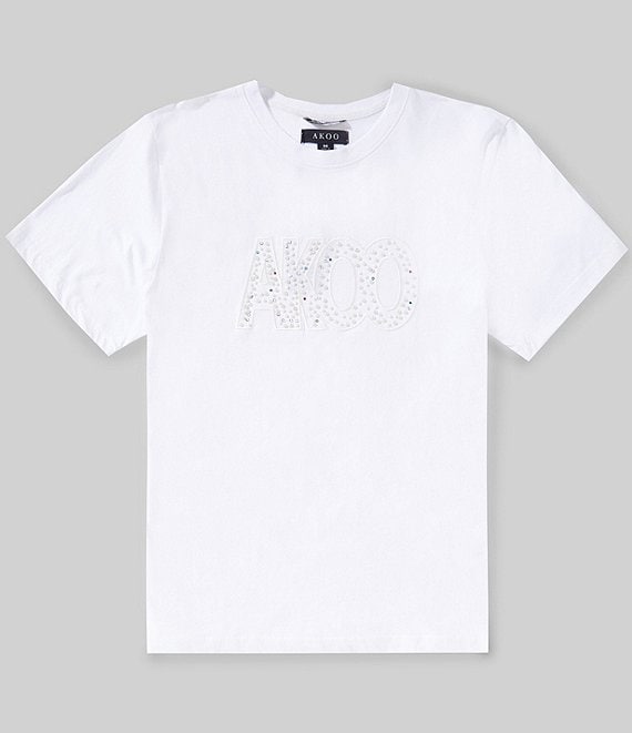 AKOO Pearl Gem Embellished Short Sleeve Tee
