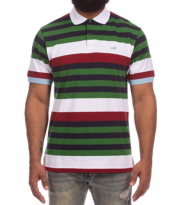 AKOO Hampton Stripe Colorblock Short Sleeve Polo Shirt