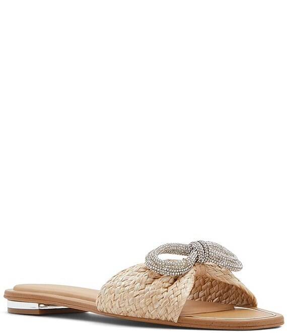 ALDO Acirarwen Raffia Rhinestone Bow Slides | Dillard's