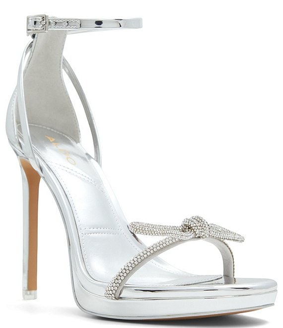 ALDO Serene Rhinestone Bow Ankle Strap Metallic Dress Sandals | Dillard's
