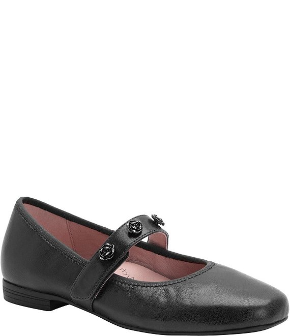 Alegria Audree Leather Rose Studded Mary Jane Ballet Flats
