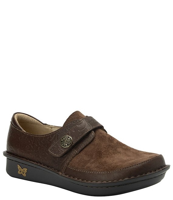Alegria Brenna Embossed Leather and Suede Monk Strap Slip-Ons | Dillard's
