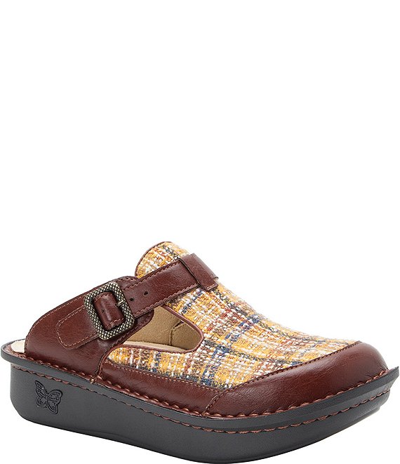 Alegria Classic Timberloom Leather and Plaid Clogs